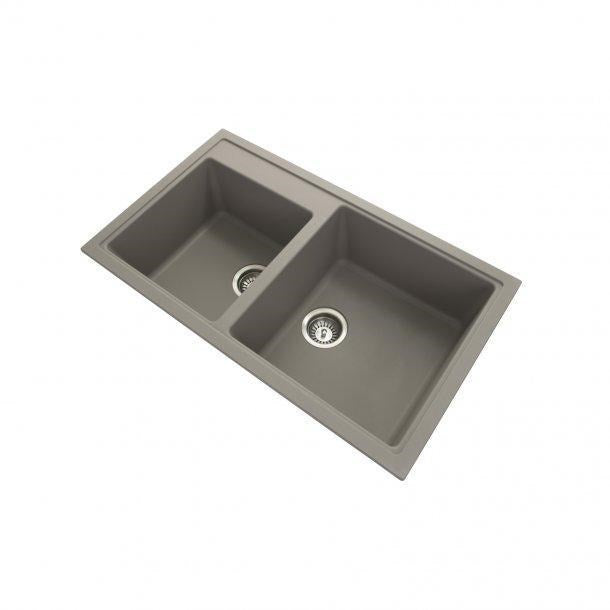 Carysil Vivaldi Concrete Grey Double Bowl Granite Kitchen Sink 860mm*500mm