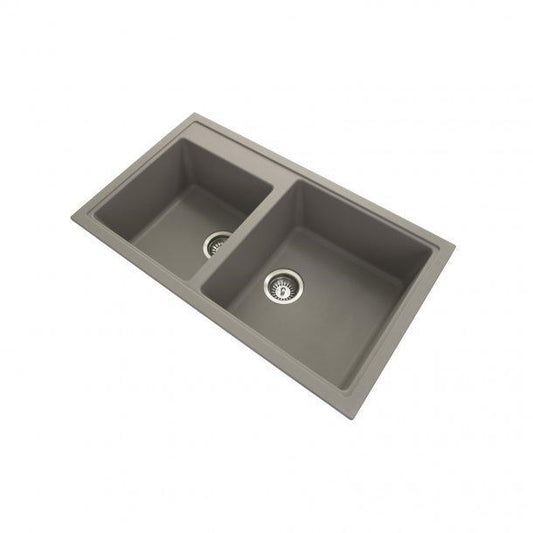 Carysil Vivaldi Concrete Grey Double Bowl Granite Kitchen Sink 860mm*500mm