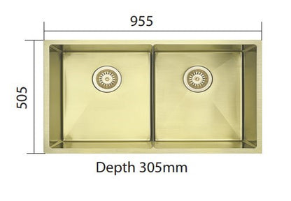 Kitchen/Laundary Stainless Steel Hand-made Double Bowl Kitchen Sink 900*450*250mm