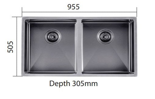Kitchen/Laundary Stainless Steel Hand-made Double Bowl Kitchen Sink 900*450*250mm