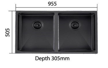 Kitchen/Laundary Stainless Steel Hand-made Double Bowl Kitchen Sink 900*450*250mm