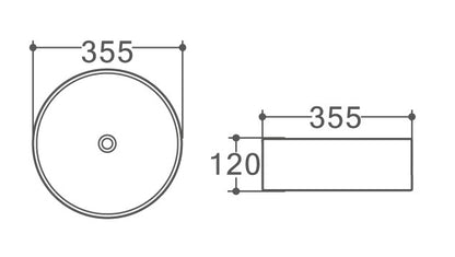 Above Counter Basin-Round-Matte Black and Gloss White Inside 360x360x120mm