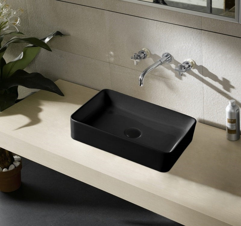 DIOR-II Above Counter Basin in Matte Black Finish