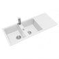White Granite Quartz Stone Kitchen Sink Double Bowls Drainboard TopUndermount 1160*500*200mm