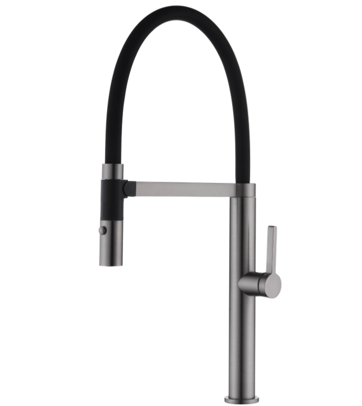 ROMEO Gun Metal Sink Mixer with Black Hose