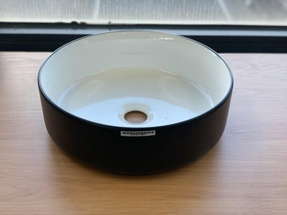 Above Counter Basin-Round-Matte Black and Gloss White Inside 360x360x120mm