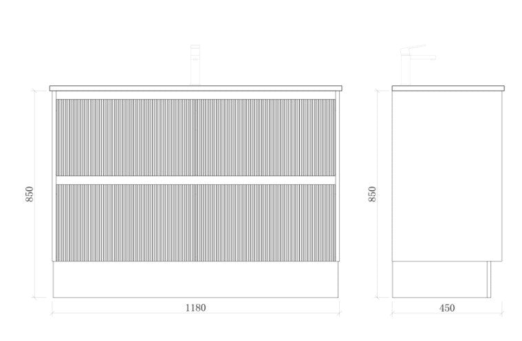 BONDI 1200 STONE Top- White 1200*450