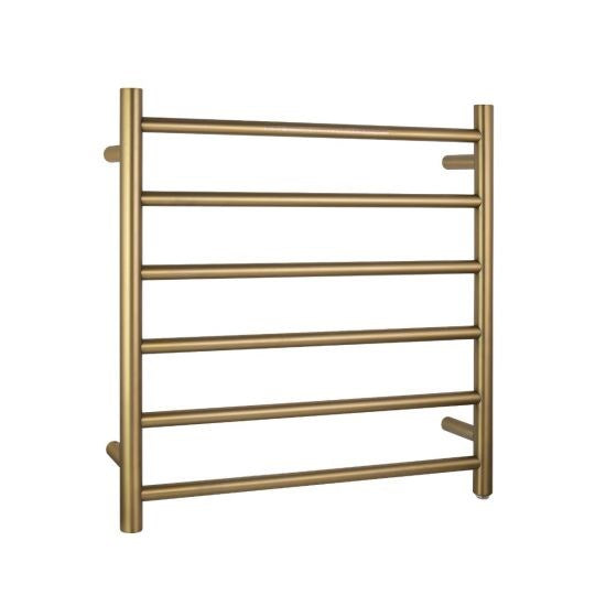 Brushed Yellow Gold Electric Heated Towel Rack 6 Bars
