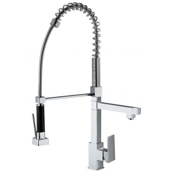 Square Spring Chrome Commercial Double Spout Kitchen Sink Mixer Tap