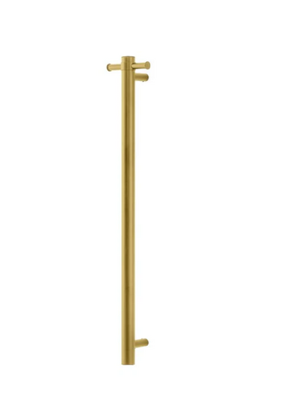 Round Vertical Brushed Yellow Gold Electric Heated Towel Rack Single Bar