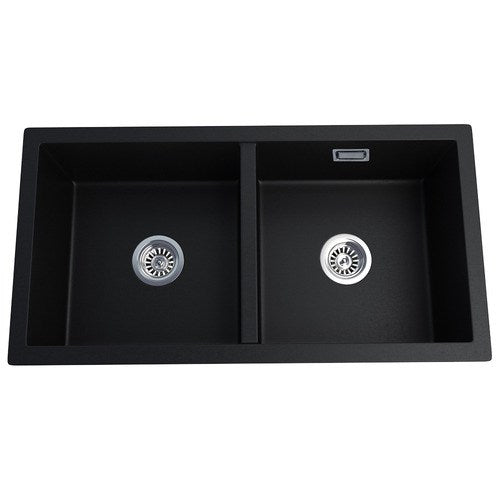 Black Granite Double Bowl Sink