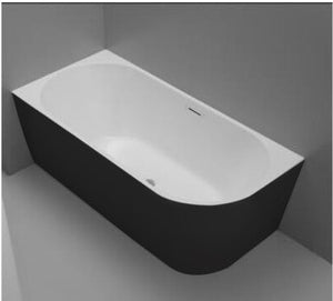 REGIO Corner Bathtub MATT BLACK - WHITE LEFT 1700mm