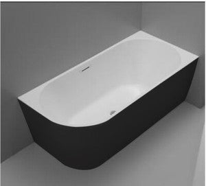 REGIO Corner Bathtub MATT BLACK - WHITE RIGHT 1500mm