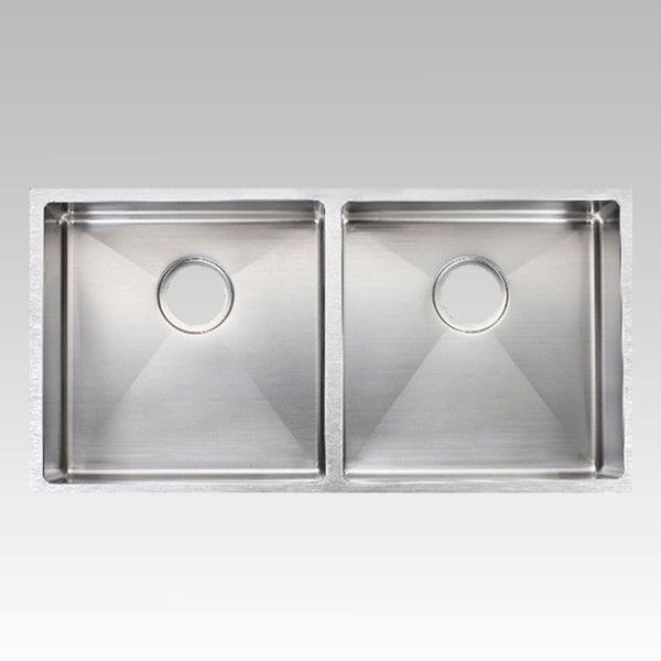 304 Stainless Steel Hand-made Double Kitchen Sink(Round Edges) 870*440*200mm