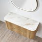 Curved fluted timber wall hung waterproof vanity 750mm