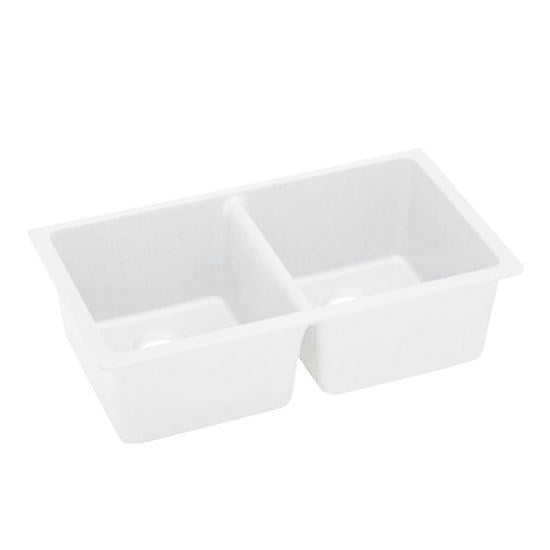 White Kitchen Sink Granite Stone TopUnder Mount Double Bowls 838*476*241mm