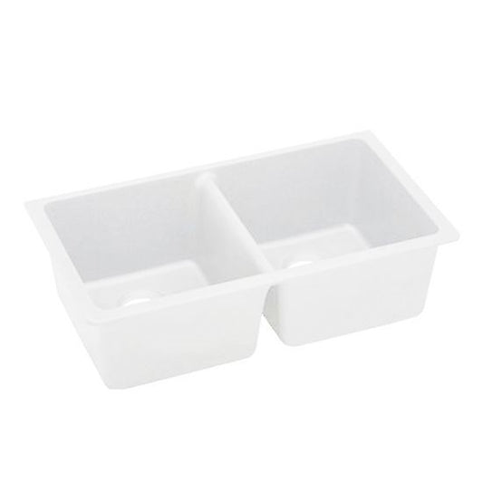 White Kitchen Sink Granite Stone TopUnder Mount Double Bowls 838*476*241mm