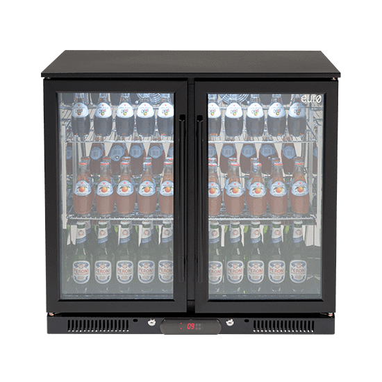 EA900WFBL – 208L Double Glass Doors Black Beverage Cooler