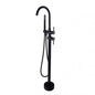 Black Round Freestanding Bath Mixer With Hand held Shower