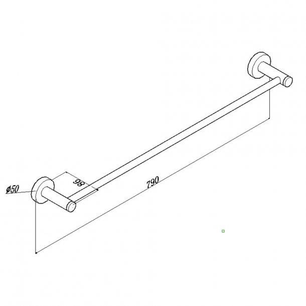 Round Chrome Single Towel Rack Rail 790mm