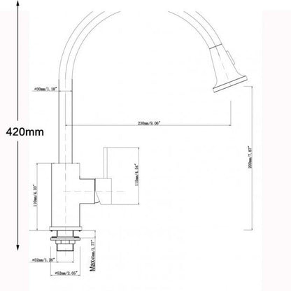 Round Black Pull Out Kitchen Sink Mixer Tap