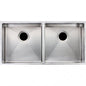 1.2mm Handmade Double Bowls TopUndermount Kitchen Sink Round Corner 865*440*200mm