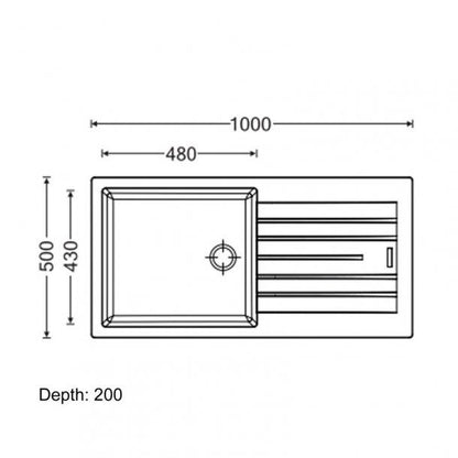 Mettallic black granite stone kitchen sink with drainboard Top/Undermount 1000*500*200mm