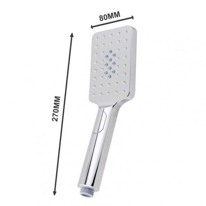Square 3 Functions Chrome Rainfall Handheld Shower Head