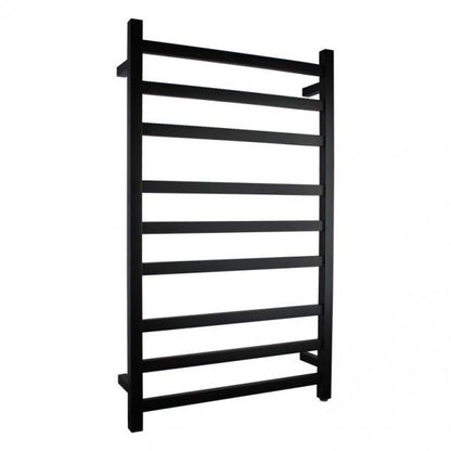 Square Matte Black Electric Heated Towel Rack 9 Bars