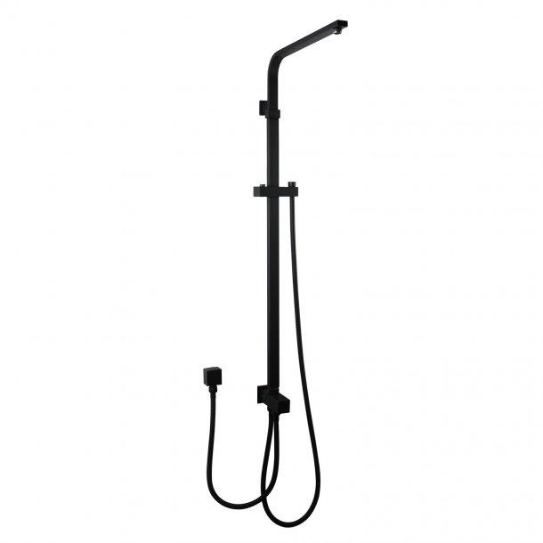 Square Matte Black Top/Bottom Inlet Shower Rail
