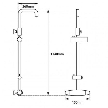 Black Round Wall Mount Bottom Inlet Shower Rail