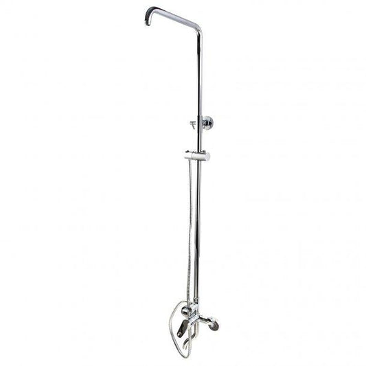 Round Chrome Bottom Inlet Shower Rail