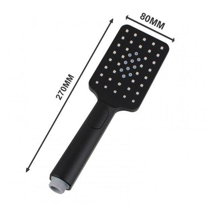Square 3 Functions Black Rainfall Handheld Shower Head