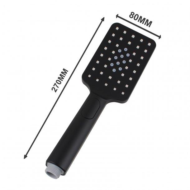 Square 3 Functions Black Rainfall Handheld Shower Head