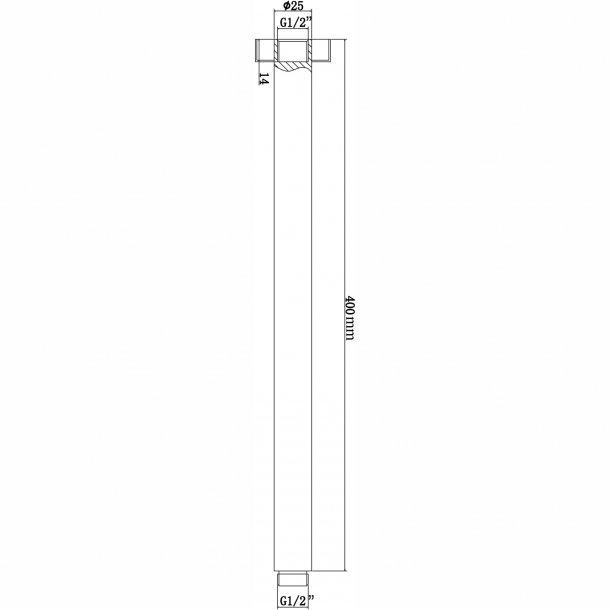 Round Matte Black Ceiling Shower Arm 400mm