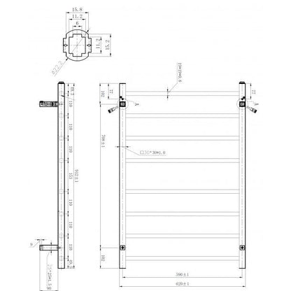 Black Electric Heated Towel Rack 8 Bars