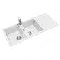 White Granite Quartz Stone Kitchen Sink Double Bowls Drainboard TopUndermount 1160*500*200mm