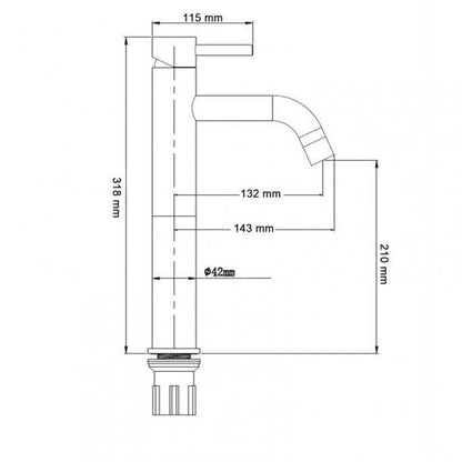 Round Chrome Tall Basin Mixer Tap Crooked Water Spout