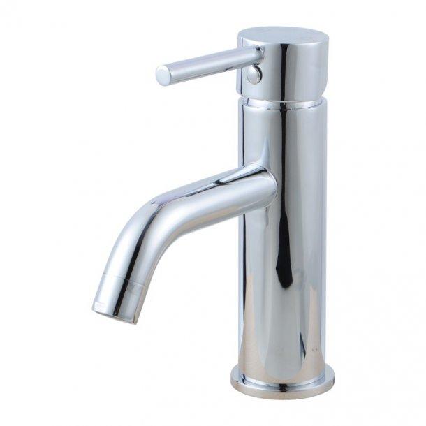 Round Chrome Short Basin Mixer Tap Crooked Water Spout