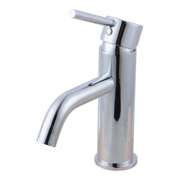 Round Chrome Short Basin Mixer Tap Crooked Water Spout
