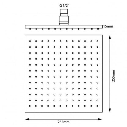255mm 10Ã¢â‚¬Â ABS Black Square Rainfall Shower Head