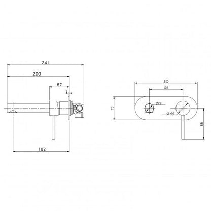 Matte Black Round Bathtub/Basin Wall Mixer With Spout