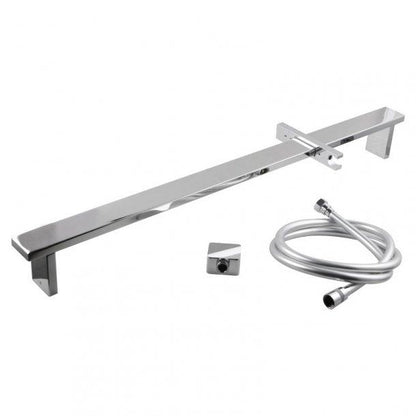 Square Chrome Sliding Shower Rail with Wall Connector & Water Hose Only