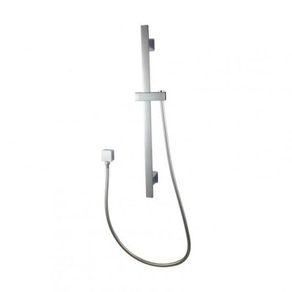 Square Chrome Wall Mounted Sliding Rail with Water Hose & Wall Connector Only