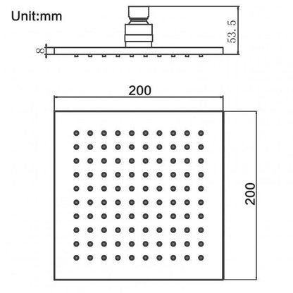 Chrome Rainfall Brass Shower Head 200mm