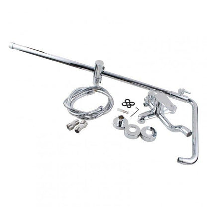 Round Chrome Bottom Inlet Shower Rail