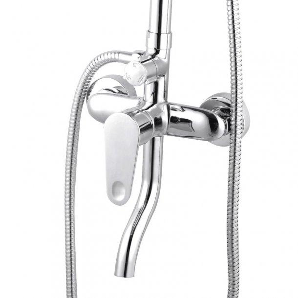 Round Chrome Bottom Inlet Shower Rail