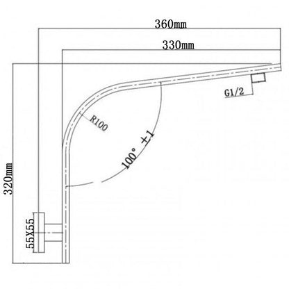 Square Black Gooseneck Wall Shower Arm