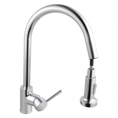 Round Chrome Pull Out Spray Kitchen Sink Mixer Tap