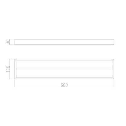 Cavallo Matte Black Square Double Towel Rail 600mm